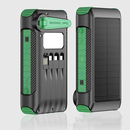 20000Mah Portable Solar Power Bank with Hand Crank Battery Charger Built in Cable Powerbank for Iphone 15 Xiaomi Samsung Huawei